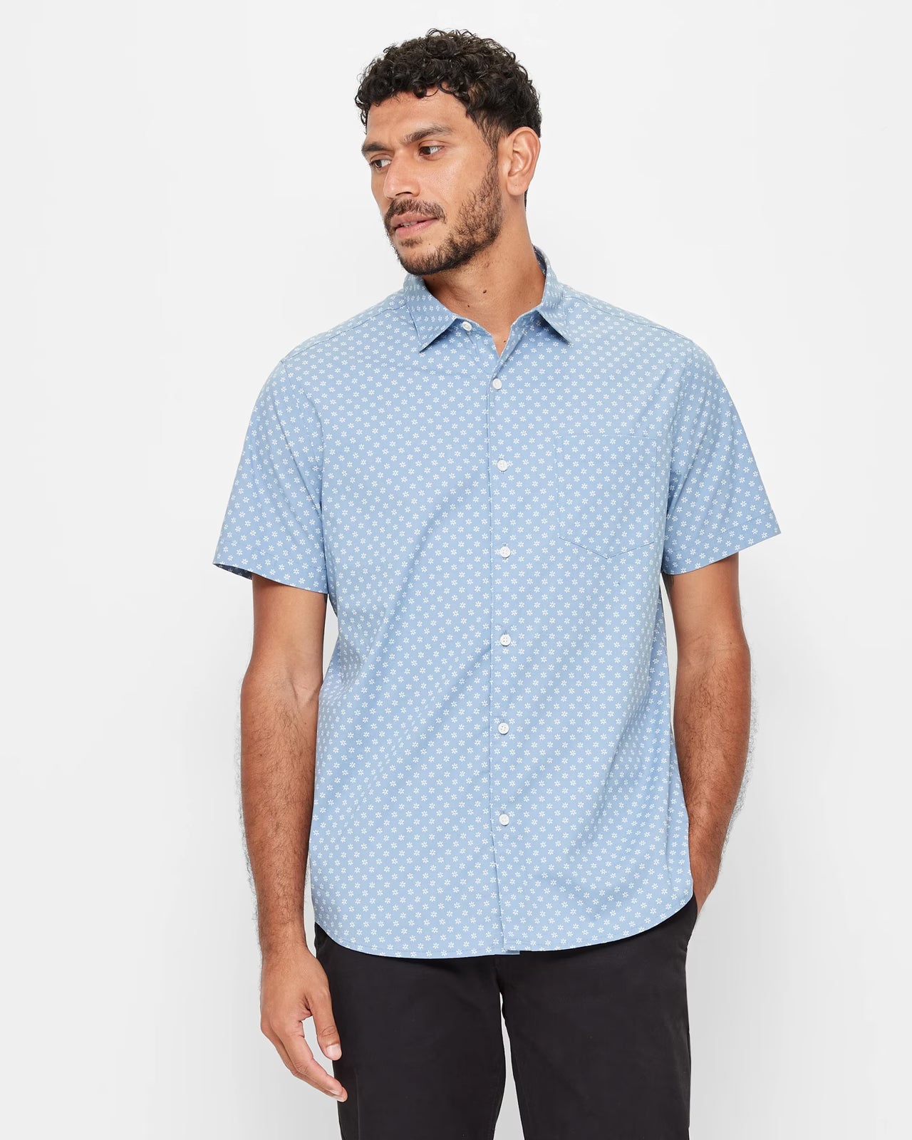 AS CLOTHING Article #6601 Mens Casual Shirts Smart Printed Shirt Short Sleeve