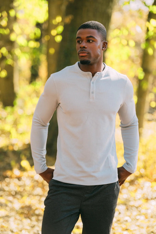 AS CLOTHING ARTICLE # 6603 Mens Supreme Airtech Long Sleeve Henley Shirt